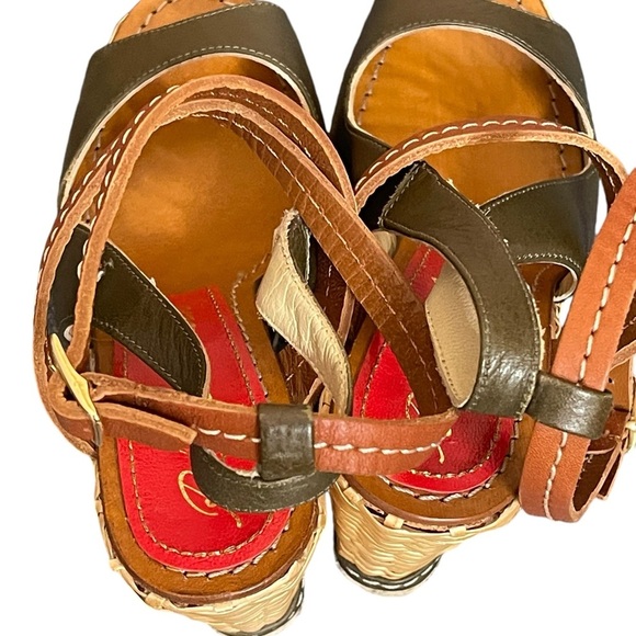 PALOMA BARCELO Platform
Leather Wicker Wedge Sandals
37 Olive/Brown Ankle Strap - Picture 13 of 16